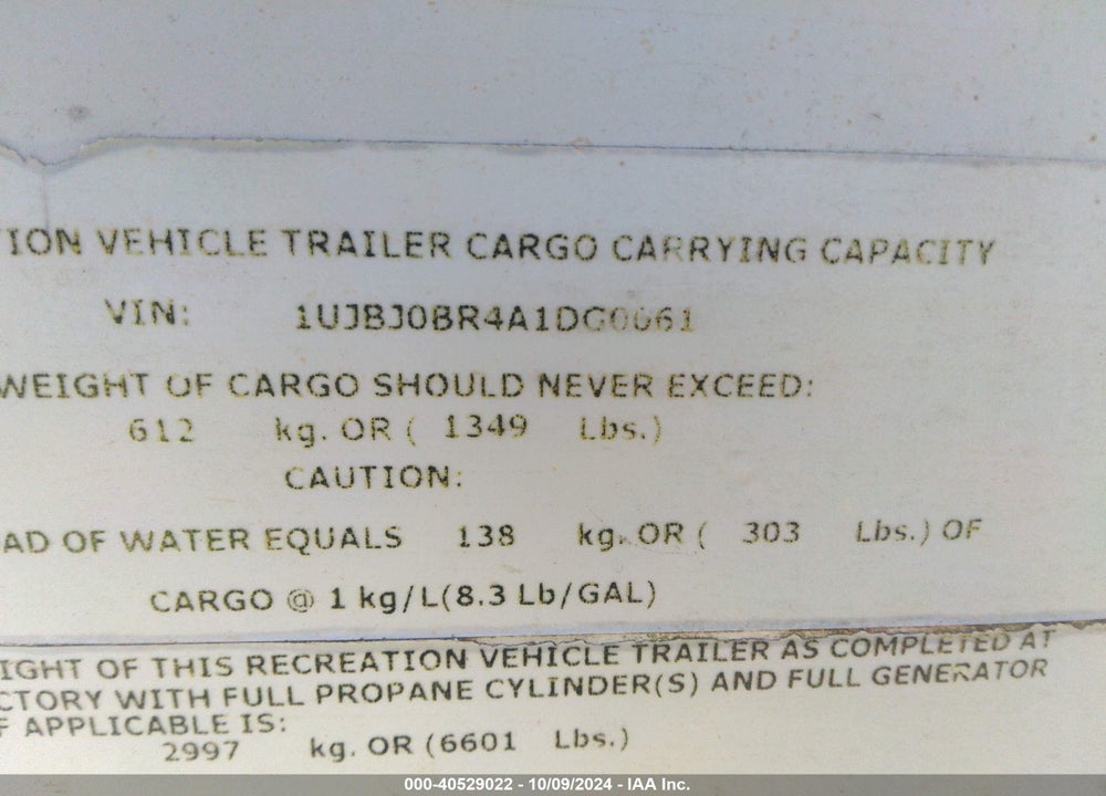 2010 EAGLE EASU VIN: 1UJBJ0BR4A1DG0061