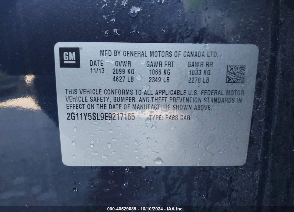 2014 CHEVROLET IMPALA 1LS VIN: 2G11Y5SL9E9217165
