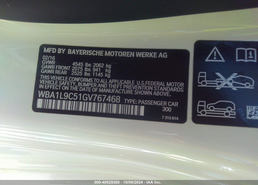 2016 BMW 228I XDRIVE VIN: WBA1L9C51GV767468