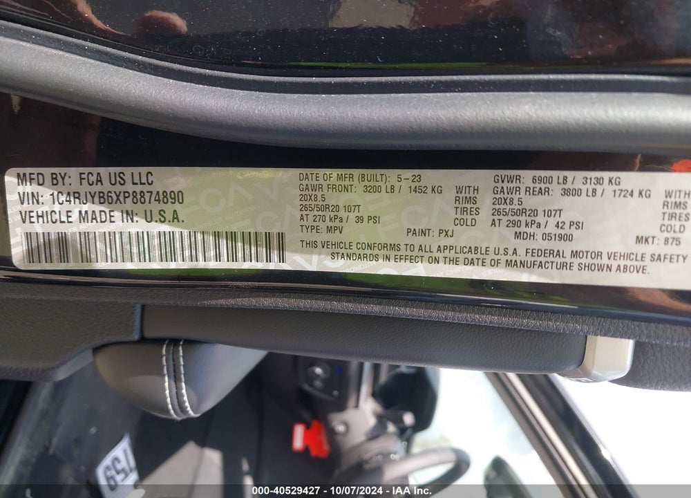 2023 JEEP GRAND CHEROKEE 4XE VIN: 1C4RJYB6XP8874890