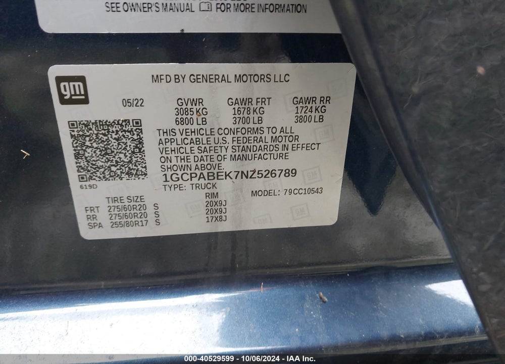 2022 CHEVROLET SILVERADO 1500 2WD SHORT BED CUSTOM VIN: 1GCPABEK7NZ526789
