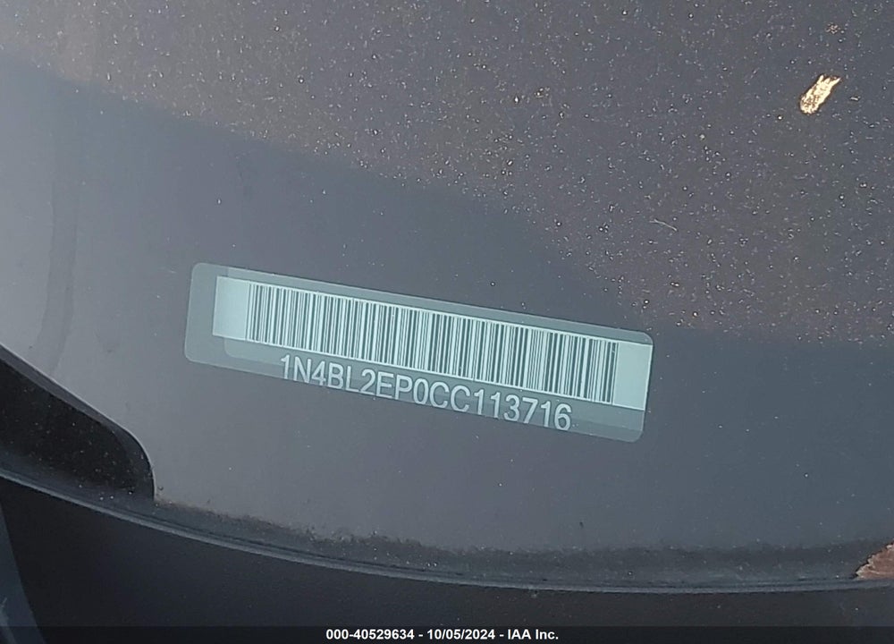 2012 NISSAN ALTIMA 3.5 SR VIN: 1N4BL2EP0CC113716