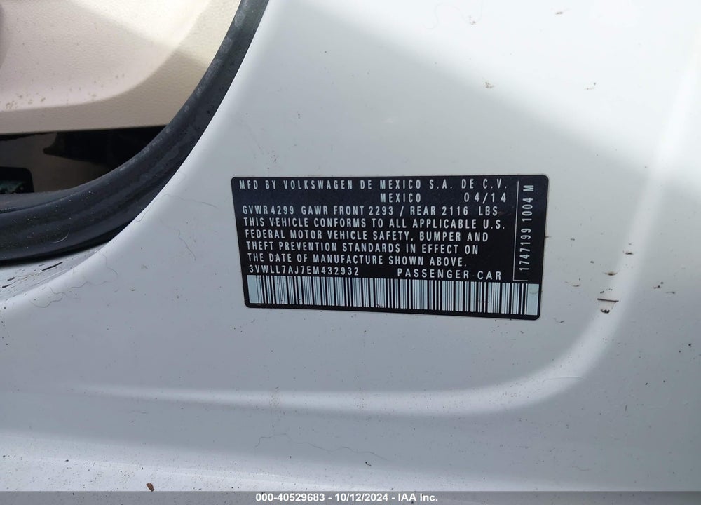 2014 VOLKSWAGEN JETTA 2.0L TDI VIN: 3VWLL7AJ7EM432932