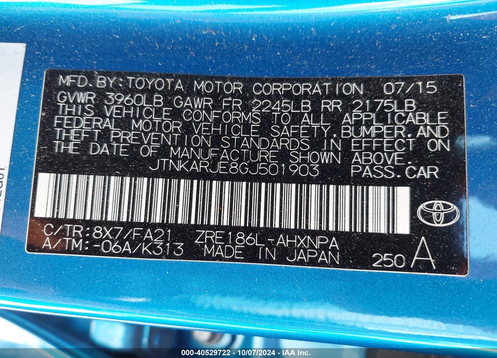 2016 SCION IM VIN: JTNKARJE8GJ501903