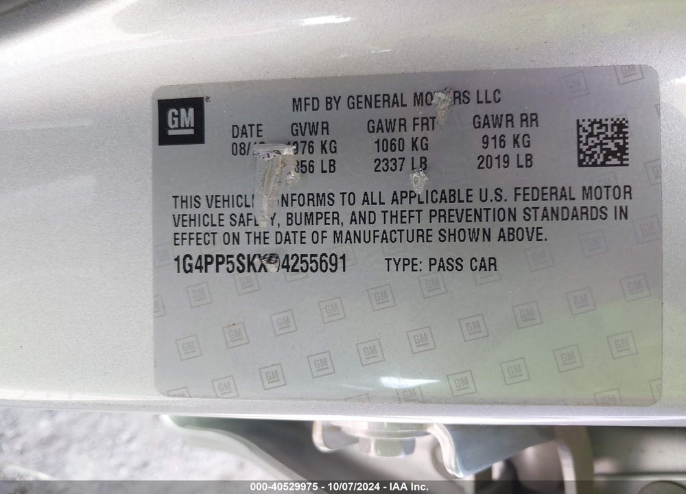 2013 BUICK VERANO VIN: 1G4PP5SKXD4255691