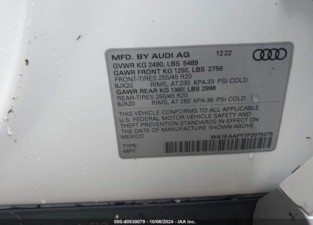 2023 AUDI Q5 PREMIUM PLUS 45 TFSI S LINE QUATTRO VIN: WA1EAAFY7P2075275