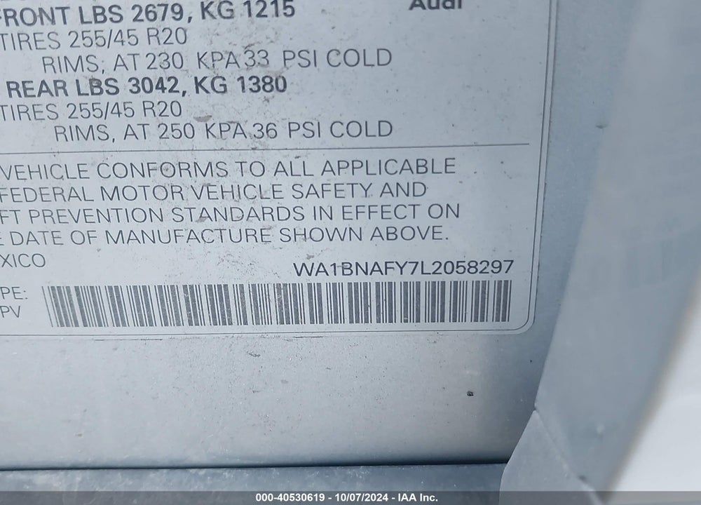 2020 AUDI Q5 VIN: WA1BNAFY7L2058297