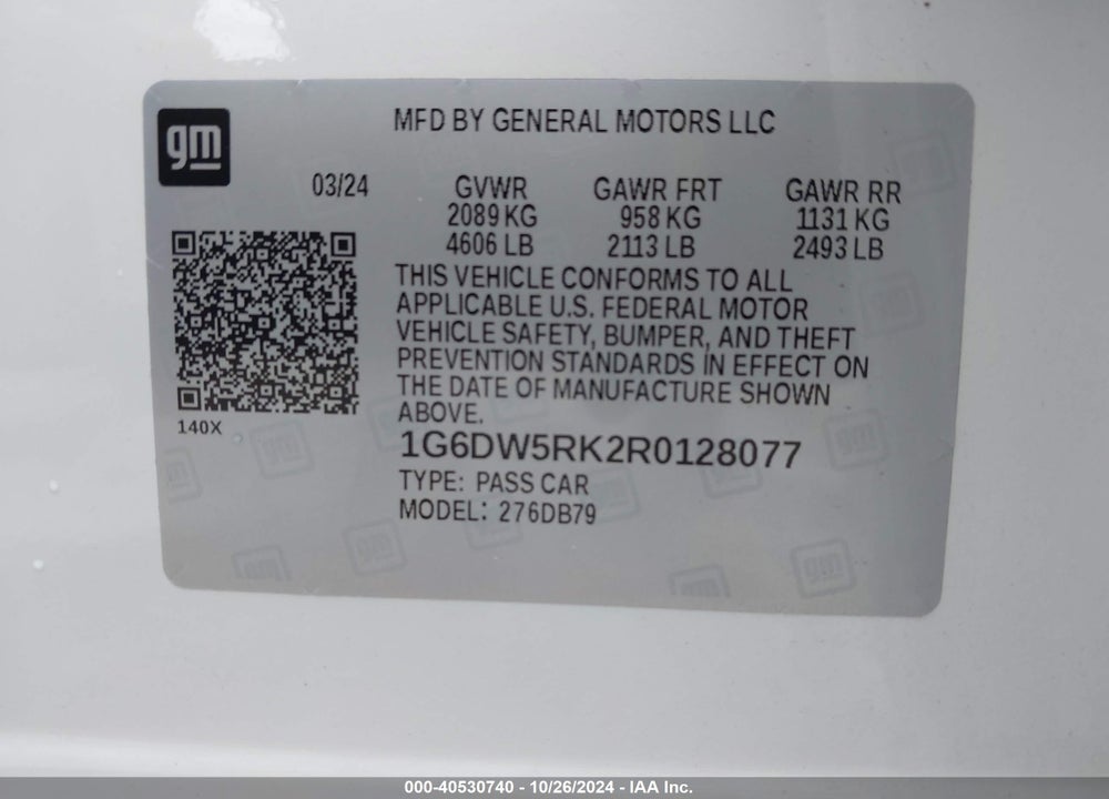 2024 CADILLAC CT5 LUXURY VIN: 1G6DW5RK2R0128077