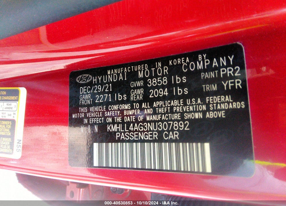 2022 HYUNDAI ELANTRA SE VIN: KMHLL4AG3NU307892