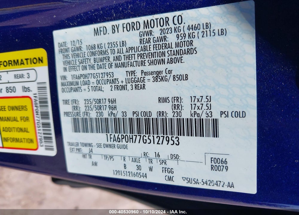 2016 FORD FUSION SE VIN: 1FA6P0H77G5127953