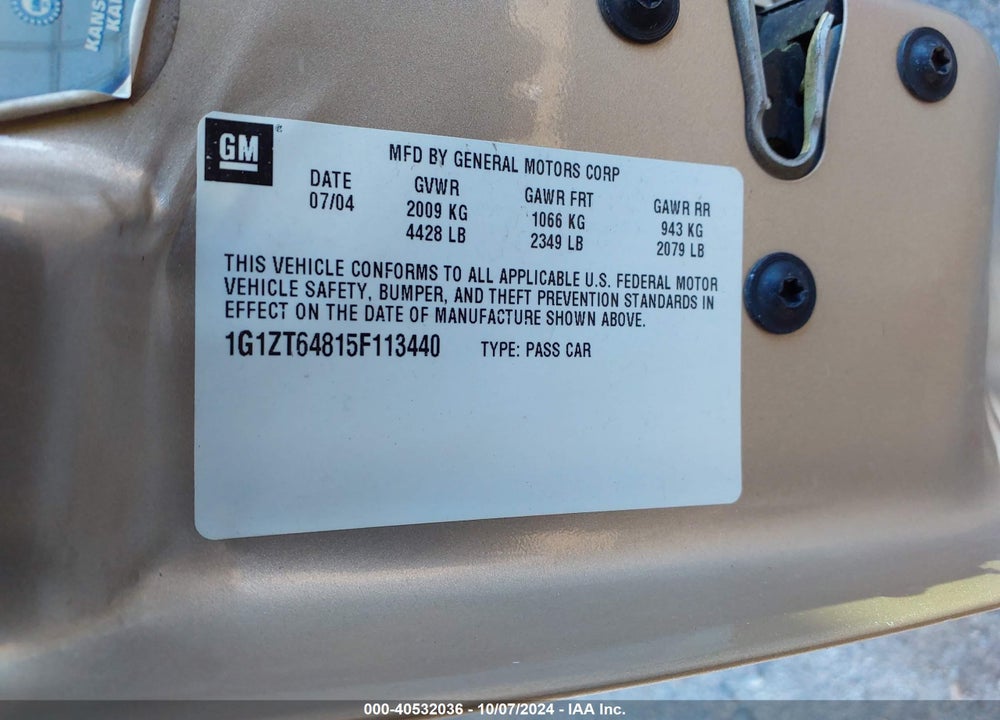2005 CHEVROLET MALIBU MAXX LS VIN: 1G1ZT64815F113440