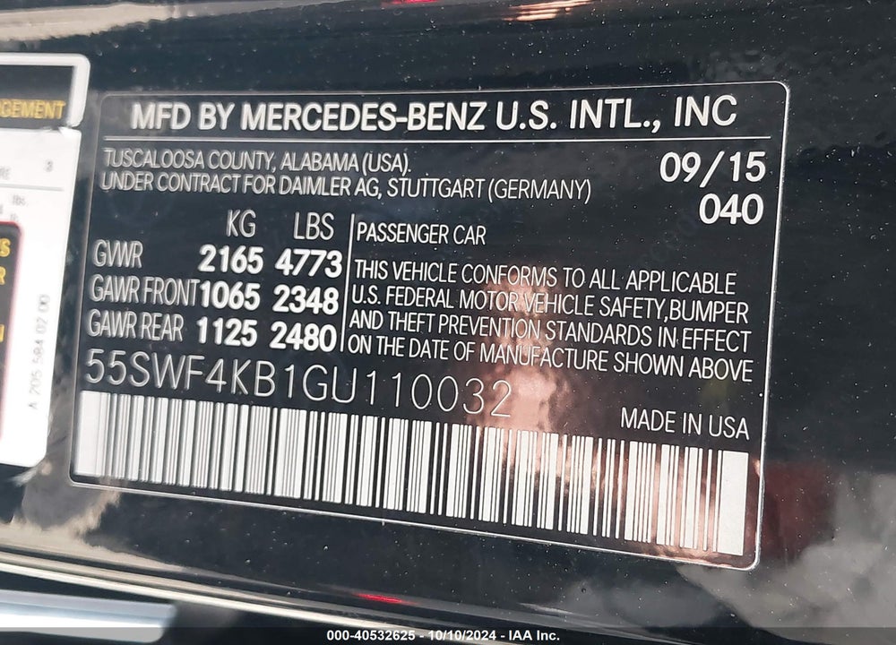 2016 MERCEDES-BENZ C 300 4MATIC/LUXURY 4MATIC/SPORT 4MATIC VIN: 55SWF4KB1GU110032