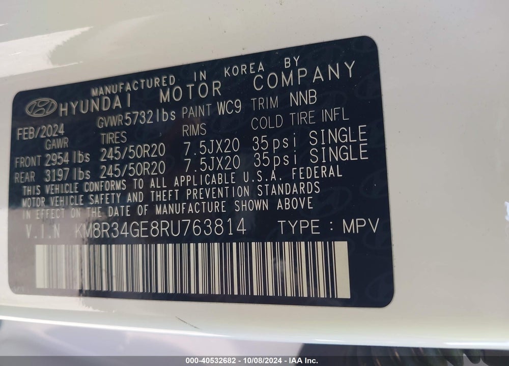2024 HYUNDAI PALISADE XRT VIN: KM8R34GE8RU763814