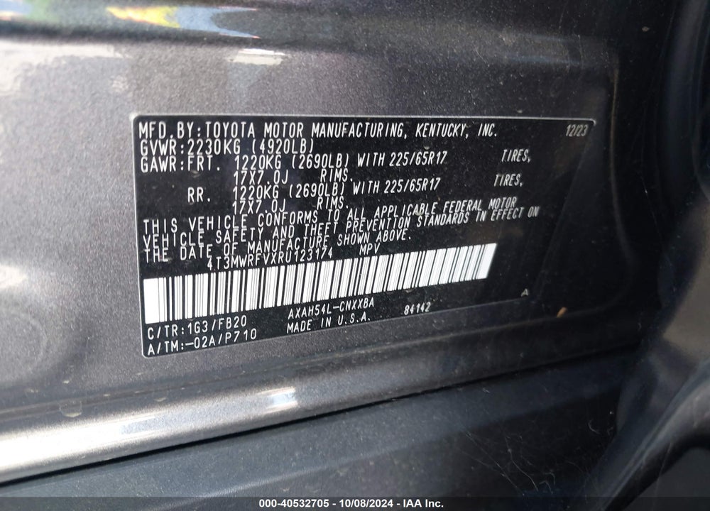 2024 TOYOTA RAV4 HYBRID LE VIN: 4T3MWRFVXRU123174