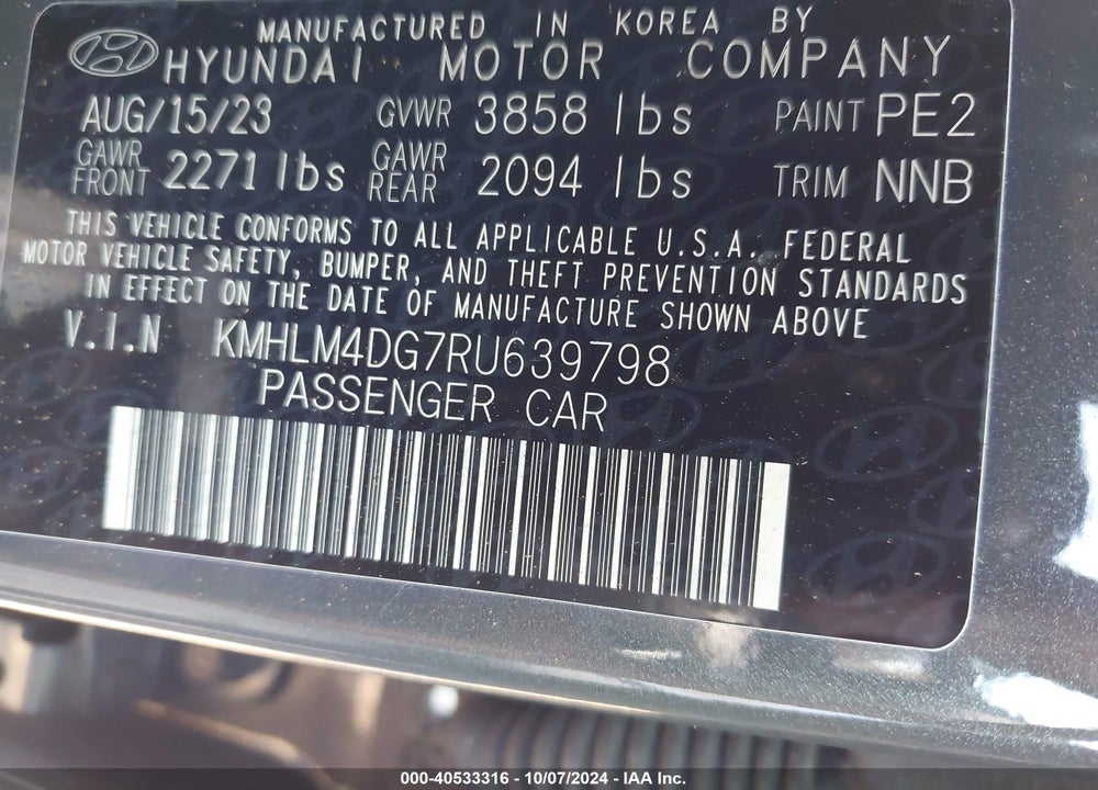 2024 HYUNDAI ELANTRA VIN: KMHLM4DG7RU639798