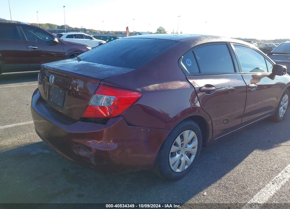 2012 HONDA CIVIC LX VIN: 19XFB2F50CE384070