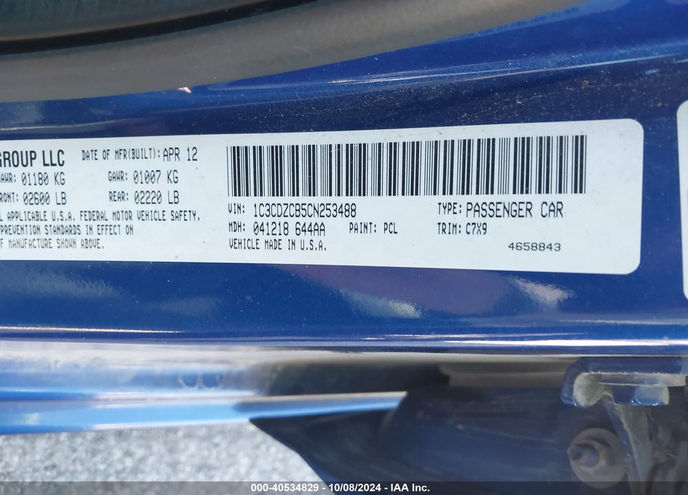 2012 DODGE AVENGER SXT VIN: 1C3CDZCB5CN253488