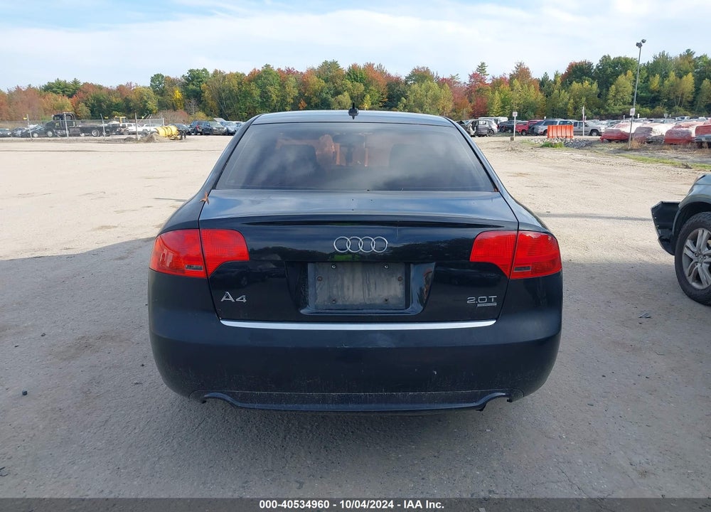 2008 AUDI A4 2.0T VIN: WAUDF78E18A096295