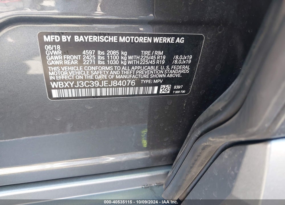 2018 BMW X2 SDRIVE28I VIN: WBXYJ3C39JEJ84076