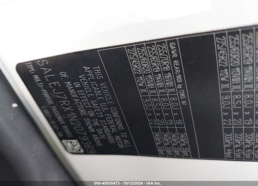 2022 LAND ROVER DEFENDER 110 S VIN: SALEJ7RX1N2079369