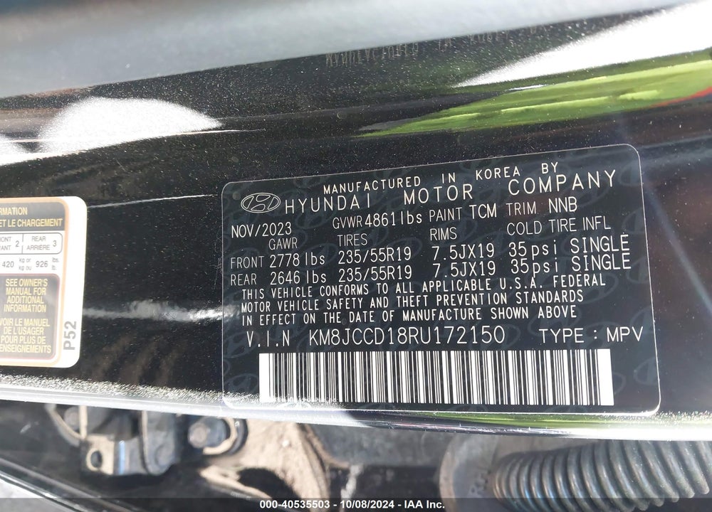 2024 HYUNDAI TUCSON HYBRID SEL CONVENIENCE VIN: KM8JCCD18RU172150