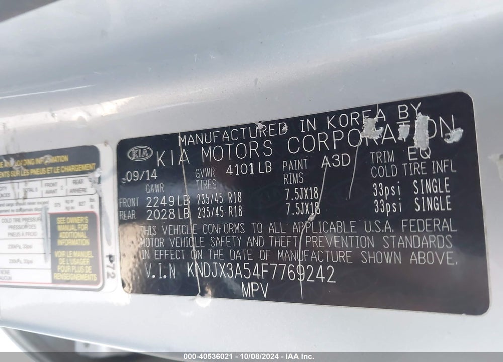 2015 KIA SOUL VIN: KNDJX3A54F7769242