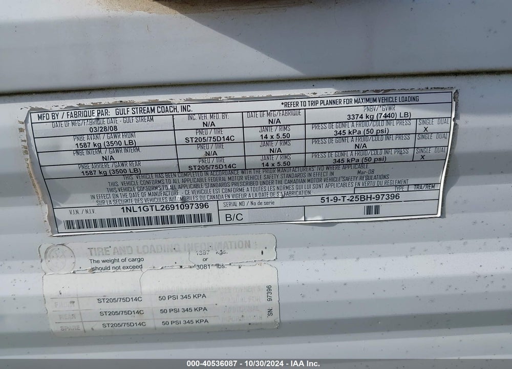 2009 OTHER --- VIN: 1NL1GTL2691097396