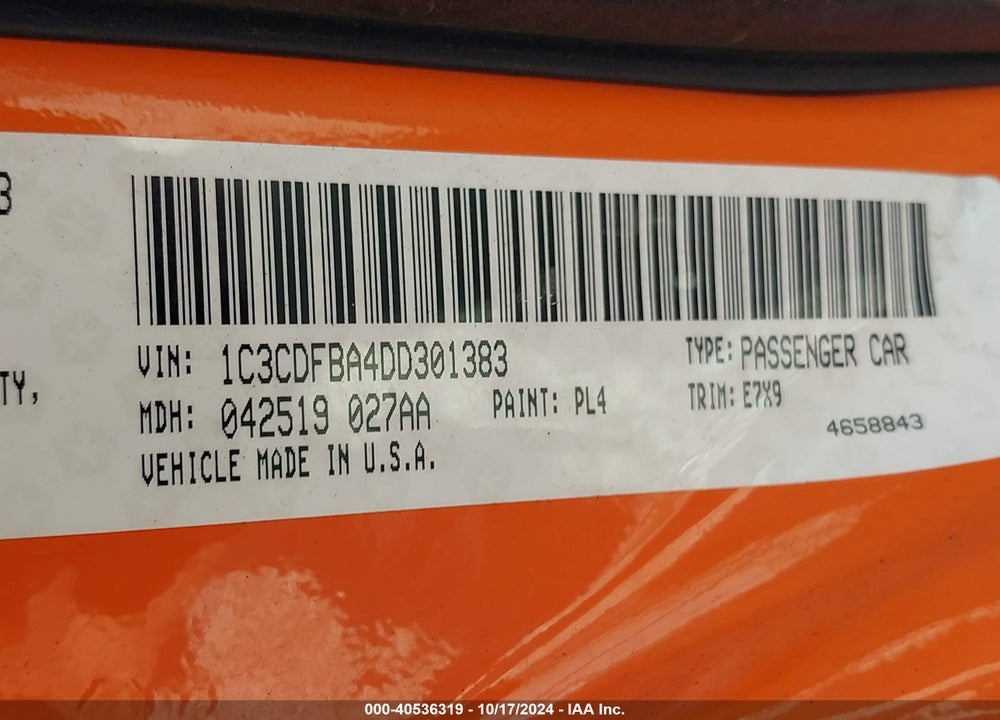 2013 DODGE DART SXT VIN: 1C3CDFBA4DD301383