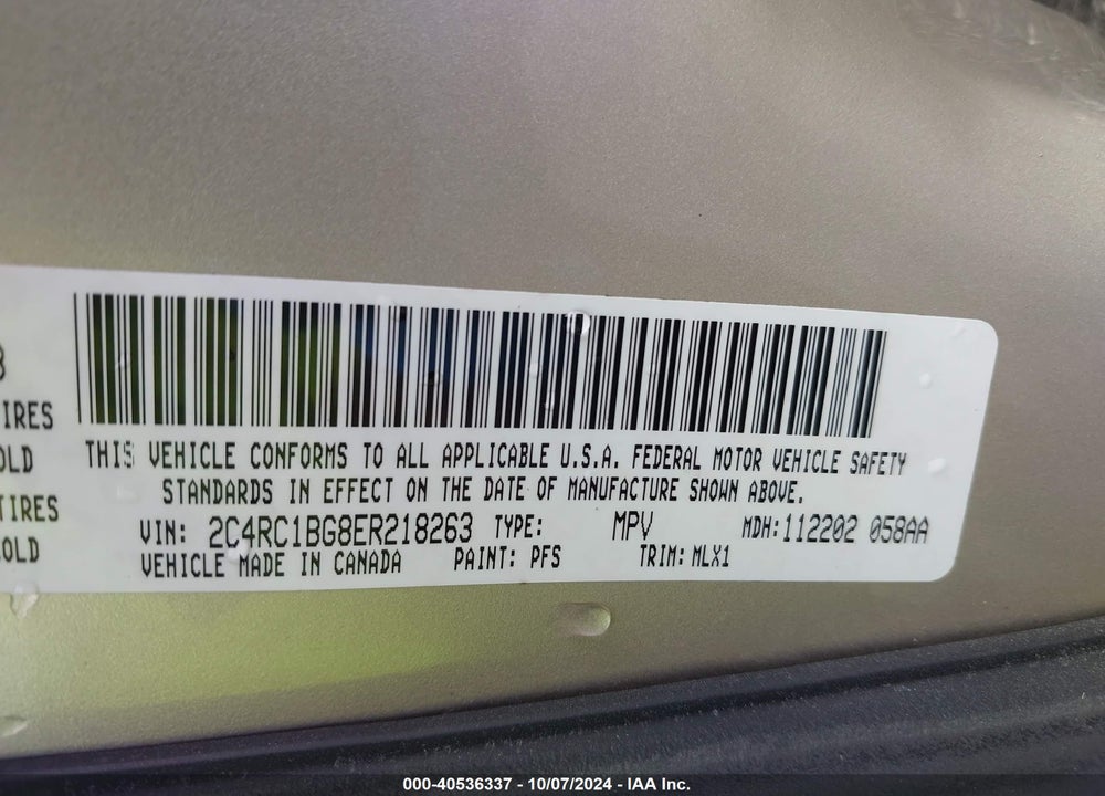 2014 CHRYSLER TOWN & COUNTRY TOURING VIN: 2C4RC1BG8ER218263
