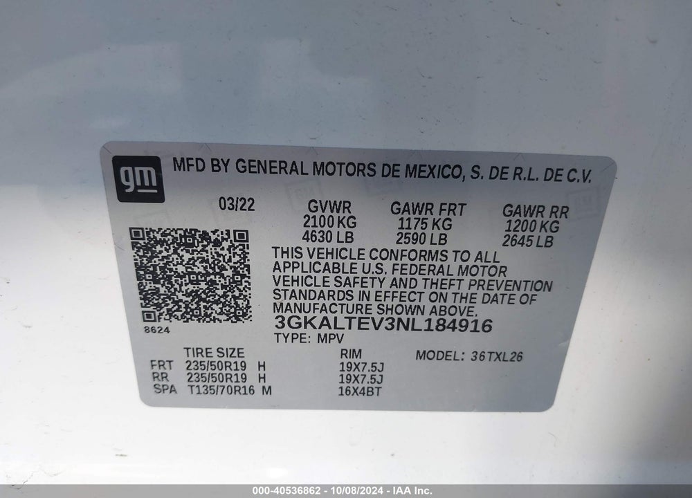 2022 GMC TERRAIN AWD SLE VIN: 3GKALTEV3NL184916