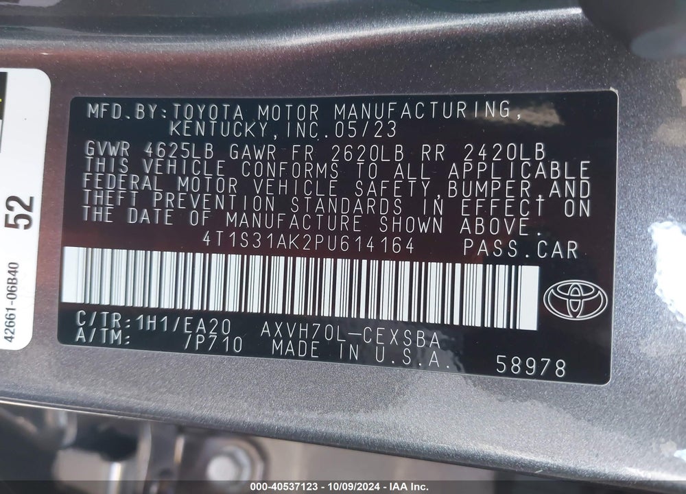 2023 TOYOTA CAMRY SE HYBRID VIN: 4T1S31AK2PU614164