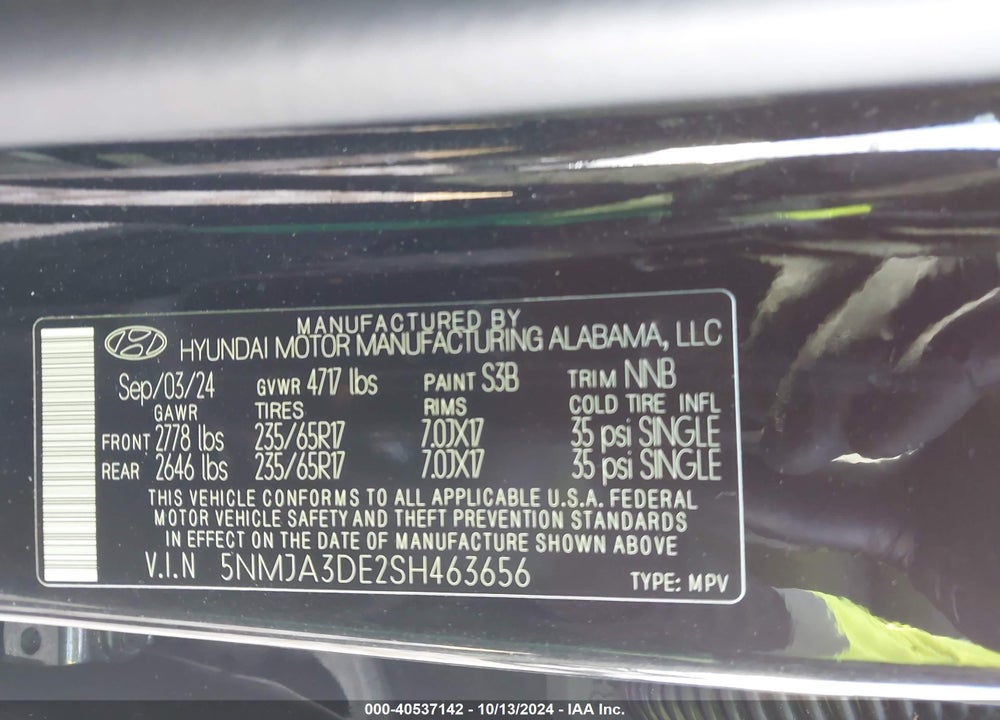 2025 HYUNDAI TUCSON SE VIN: 5NMJA3DE2SH463656