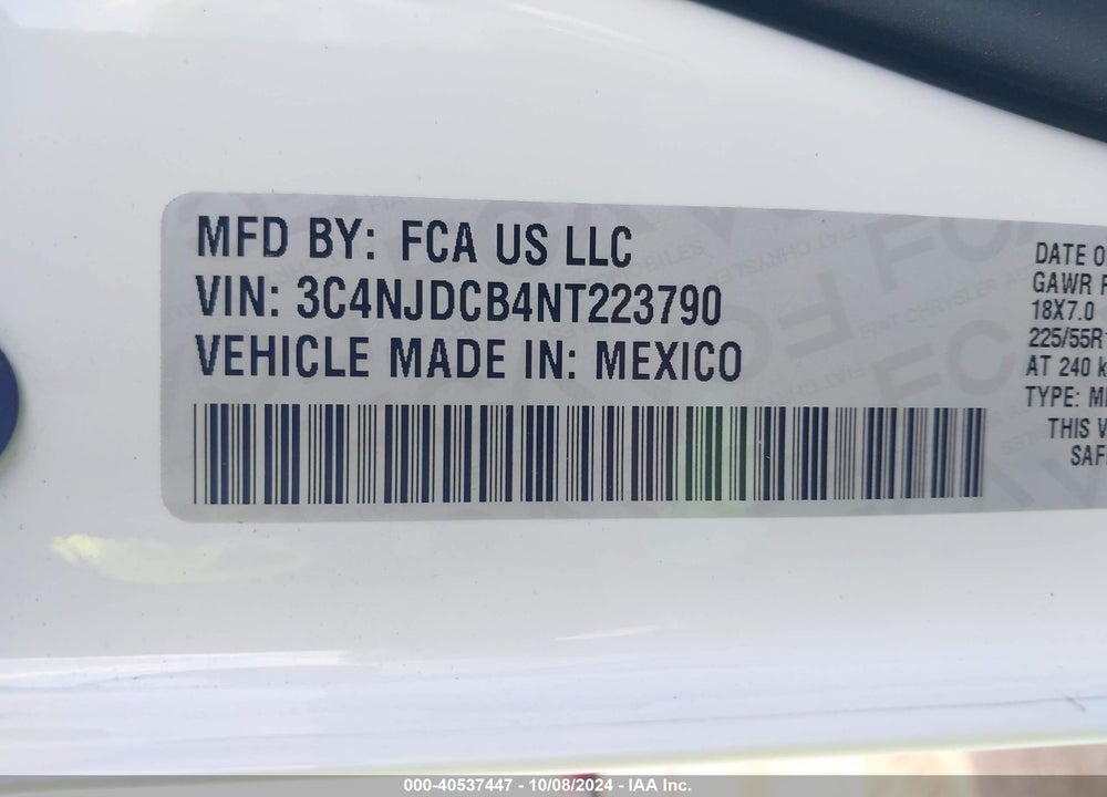 2022 JEEP COMPASS LIMITED 4X4 VIN: 3C4NJDCB4NT223790