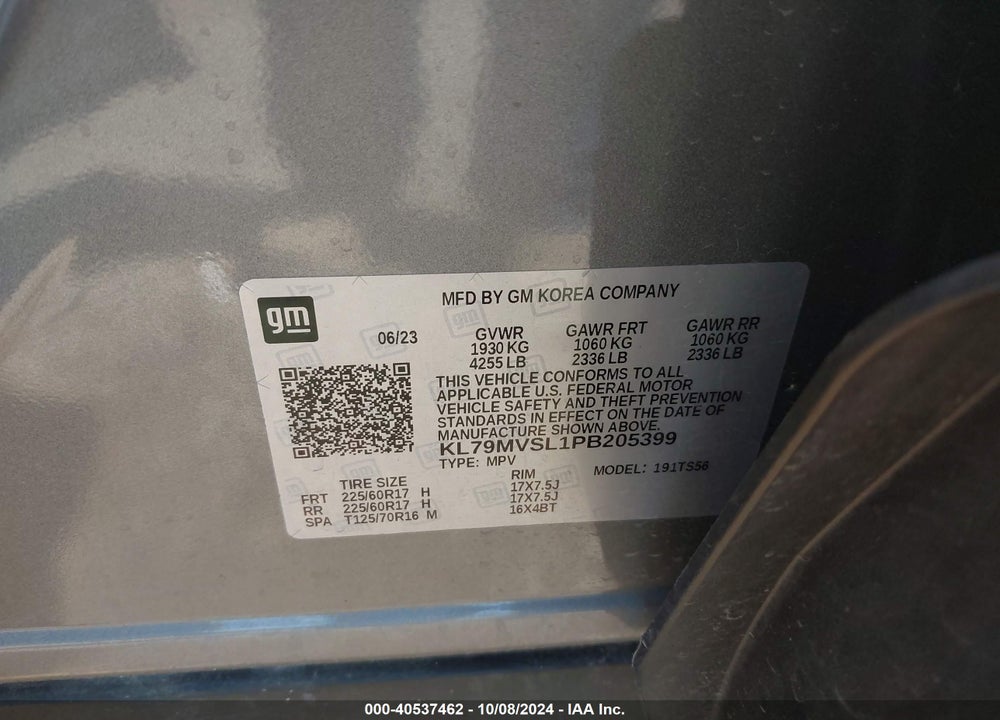 2023 CHEVROLET TRAILBLAZER VIN: KL79MVSL1PB205399
