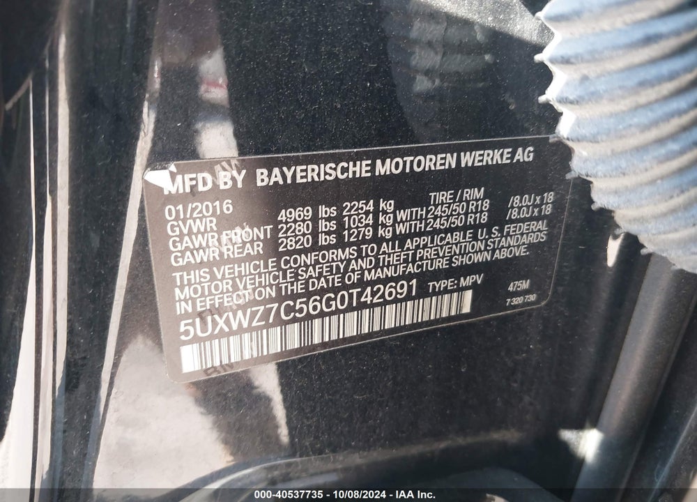 2016 BMW X3 SDRIVE28I VIN: 5UXWZ7C56G0T42691