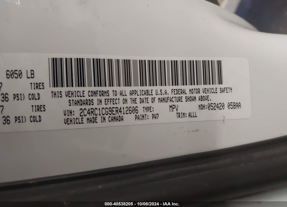 2014 CHRYSLER TOWN & COUNTRY TOURING-L VIN: 2C4RC1CG9ER412606