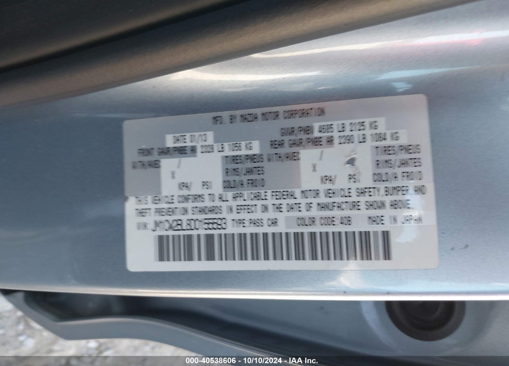 2013 MAZDA 5 SPORT VIN: JM1CW2BL8D0155593