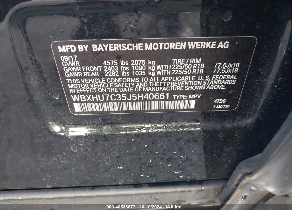 2018 BMW X1 VIN: WBXHU7C35J5H40661