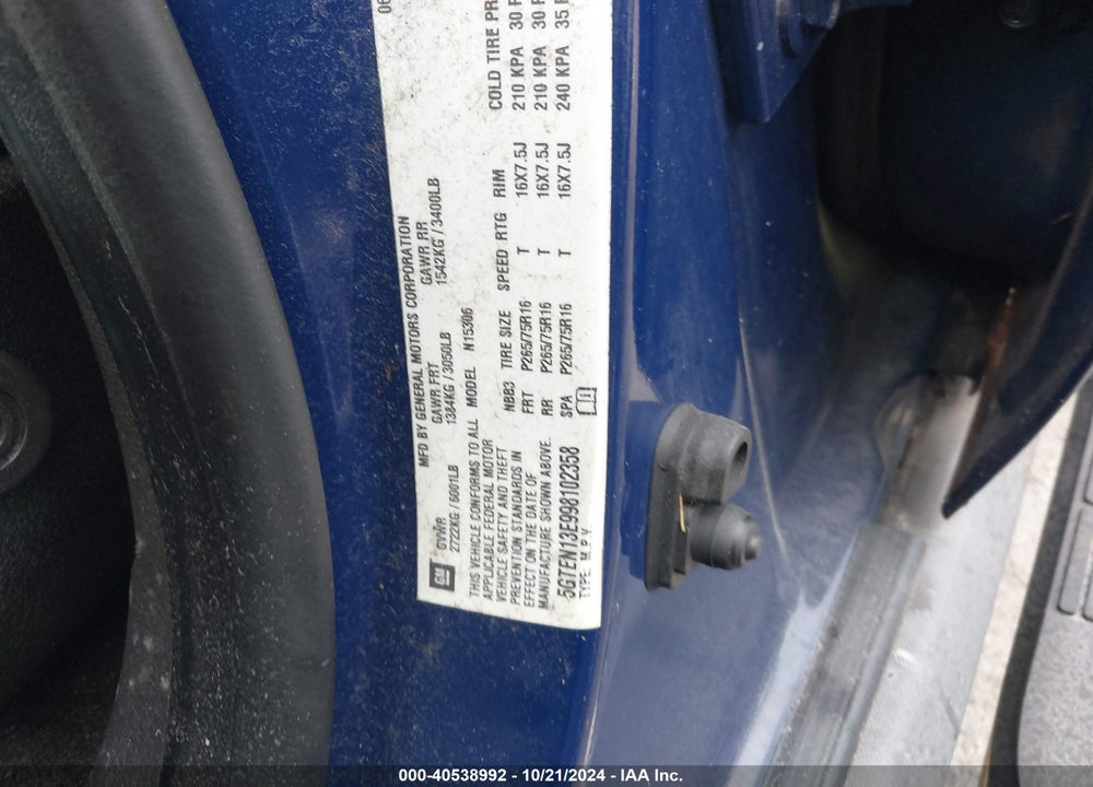 2009 HUMMER H3 SUV VIN: 5GTEN13E998102358