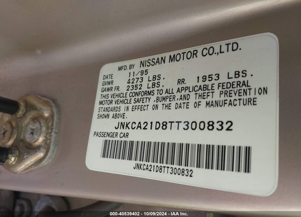 1996 INFINITI I30 VIN: JNKCA21D8TT300832