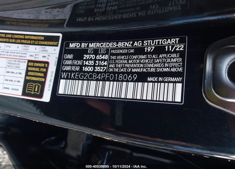 2023 MERCEDES-BENZ EQE 500 VIN: W1KEG2CB4PF018069