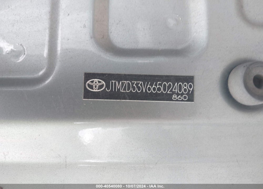 2006 TOYOTA RAV4 VIN: JTMZD33V665024089