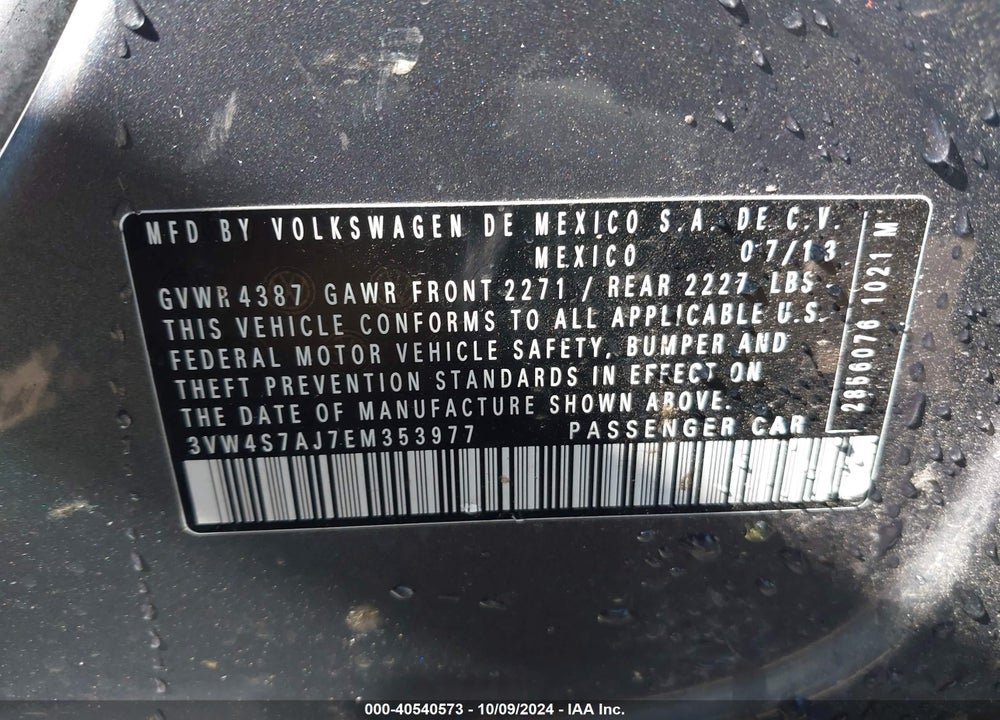 2014 VOLKSWAGEN JETTA GLI AUTOBAHN W/NAV VIN: 3VW4S7AJ7EM353977