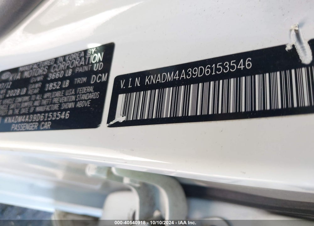 2013 KIA RIO LX VIN: KNADM4A39D6153546