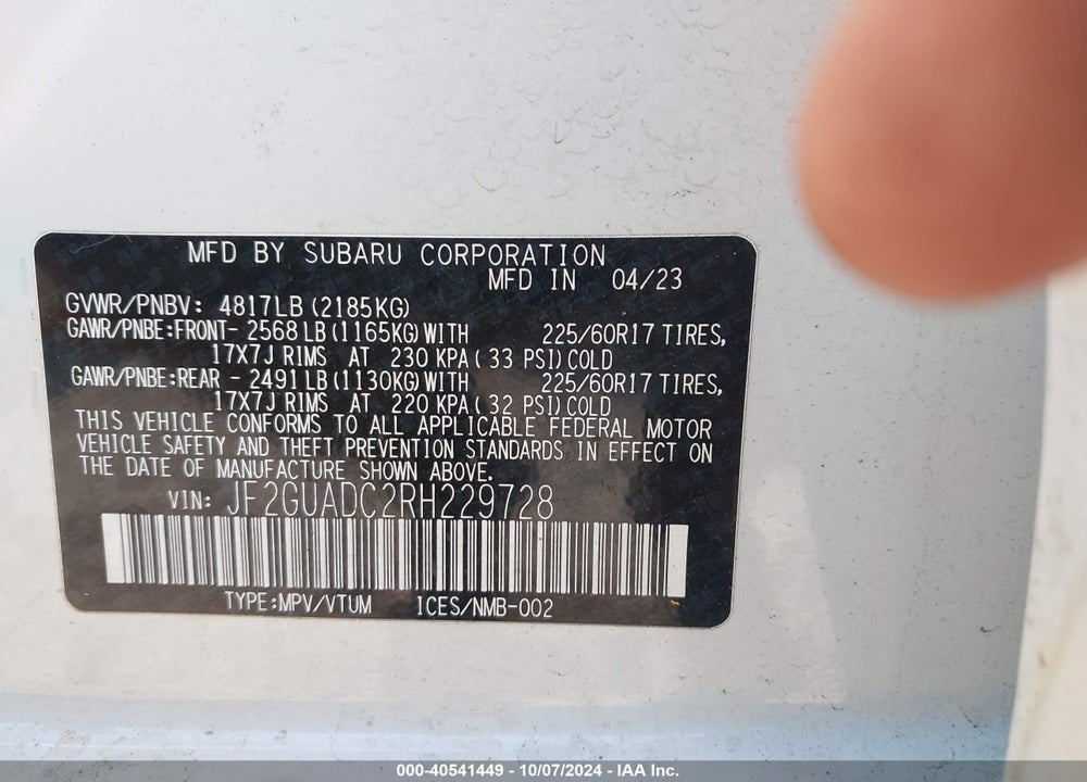 2024 SUBARU CROSSTREK PREMIUM VIN: JF2GUADC2RH229728