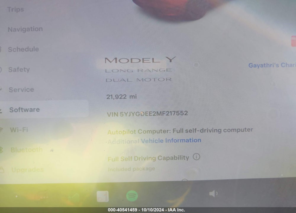 2021 TESLA MODEL Y LONG RANGE DUAL MOTOR ALL-WHEEL DRIVE VIN: 5YJYGDEE2MF217552