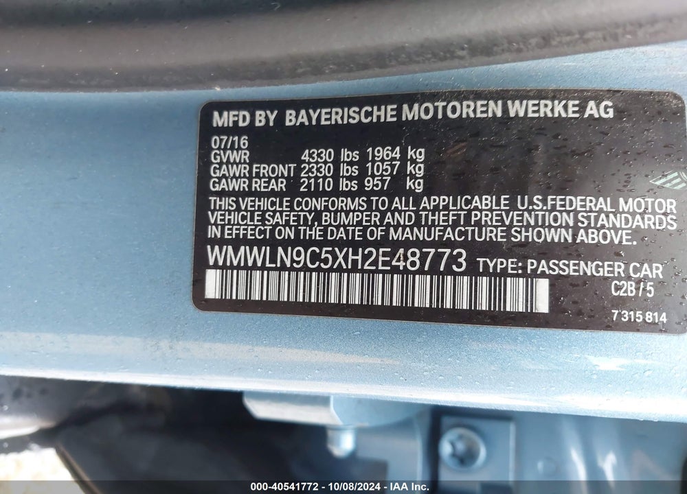 2017 MINI CLUBMAN COOPER S VIN: WMWLN9C5XH2E48773