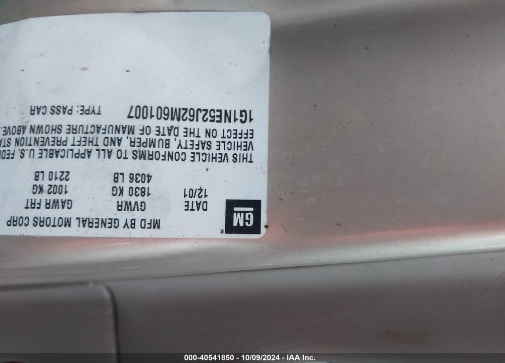 2002 CHEVROLET MALIBU LS VIN: 1G1NE52J62M601007