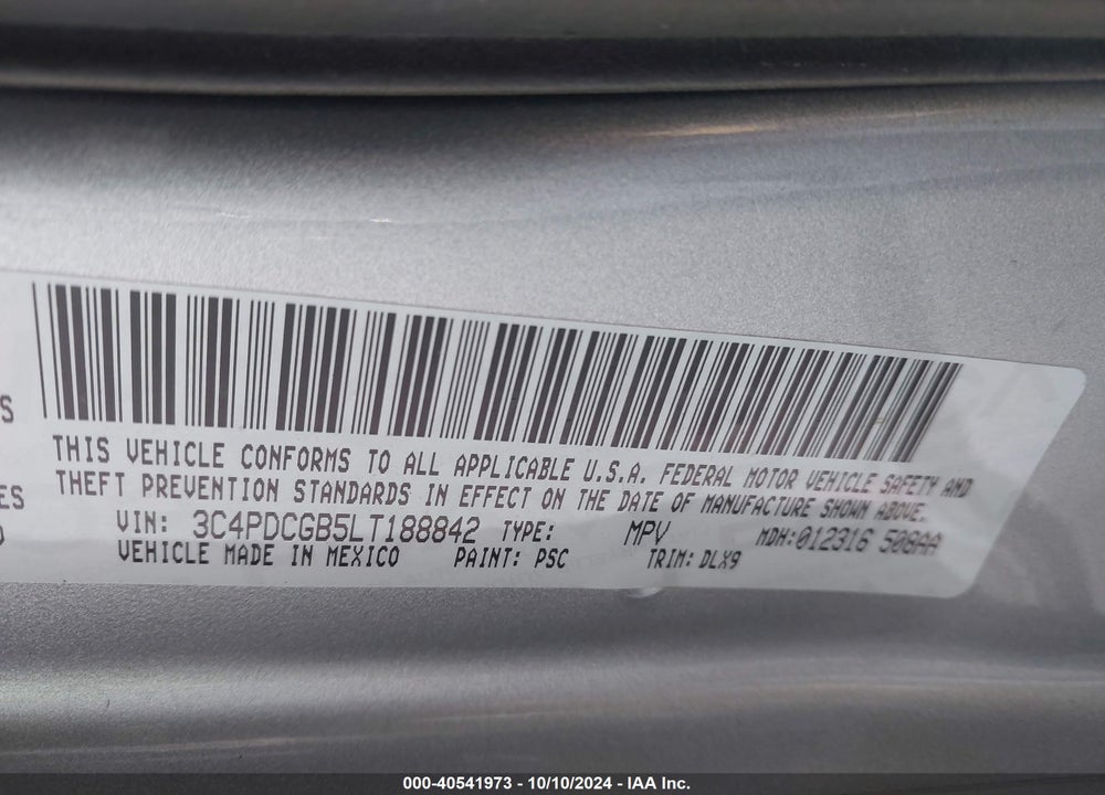 2020 DODGE JOURNEY CROSSROAD VIN: 3C4PDCGB5LT188842