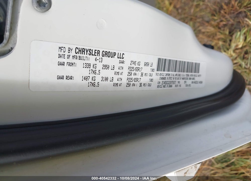 2013 DODGE GRAND CARAVAN SXT VIN: 2C4RDGCG2DR759371